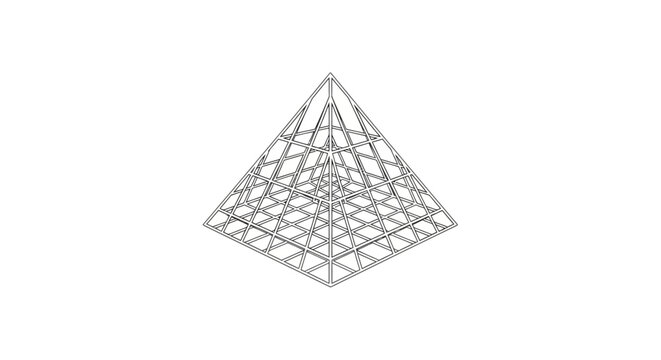 Geometric Pyramid Structure Wireframe Outline