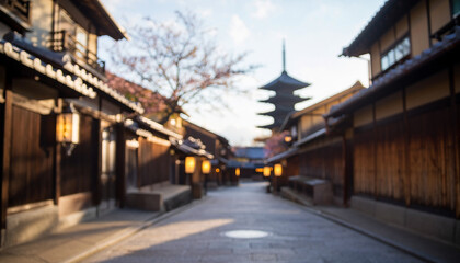 Naklejka premium ぼやけた日本の古都のイメージ画像 京都・奈良