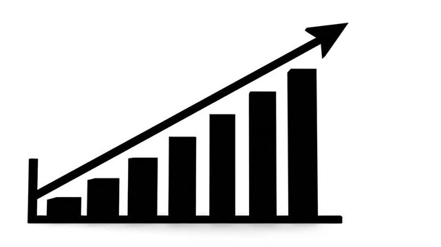 Minimalist black bar graph showing increasing data or signal strength