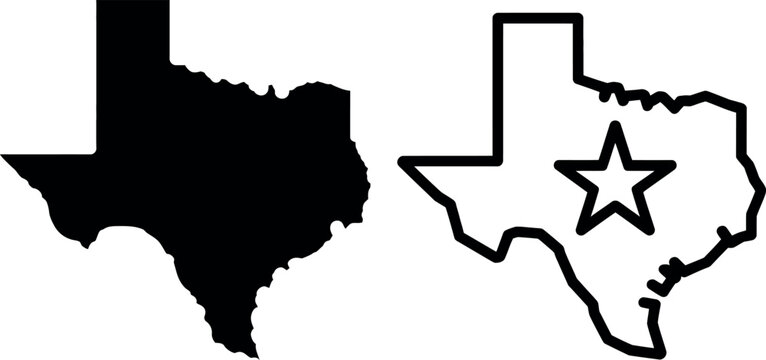 Texas state outline map with lone star symbol and simple border illustration