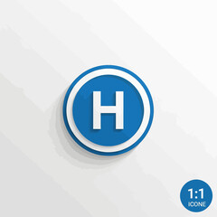 Fototapeta premium Hospital Icon: Blue Circular Sign with Letter H on White Background