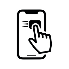 Obraz premium Smartphone touch icon a flat black pictogram representing mobile device interaction and usability touchscreen digital technology communication interface