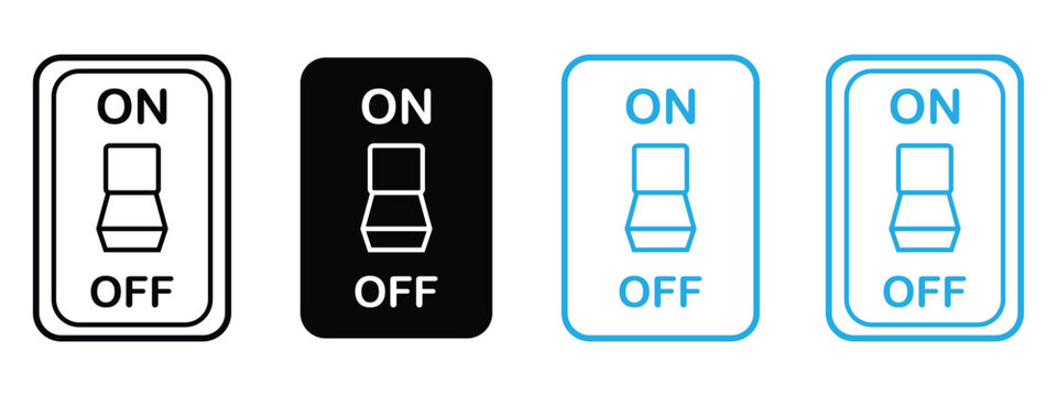 Modern Day and Night UI Toggle Switch Set with Dark and Light Mode Buttons, Electrical Wall Light Switch Icons, Single Double and Triple Toggle Controls, Line Art Vector Isolated on White Background