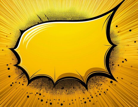 isolated yellow comic book style speech bubble with black outline and dotted background generative ai
