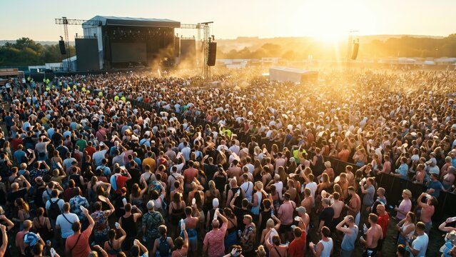 Crowd Enduring Summer Heat &mdash; Outdoor Music Festival