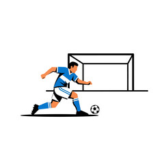 Fototapeta premium Soccer player in action kicking ball towards goal