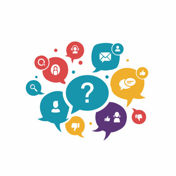 Colorful speech bubble question mark abstract concept illustration