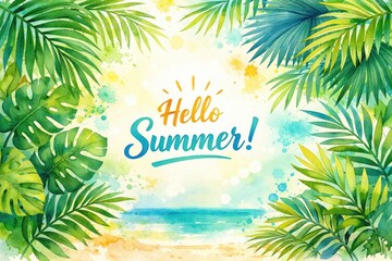 Fototapeta premium Tropical paradise greeting card