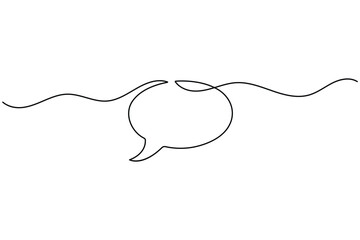 Obraz premium Speech bubble continuous line minimal social media vector icon for communication