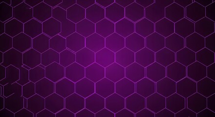 Fototapeta premium Modern abstract dark purple tech background with digital neon hexagon grid pattern for technology connection data network and cyber security banner design