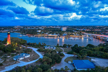 aerial view of Jupiter Inlet at sunset © Bruce
