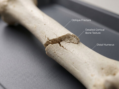 Orthopedic medical illustration showing humerus bone injury.