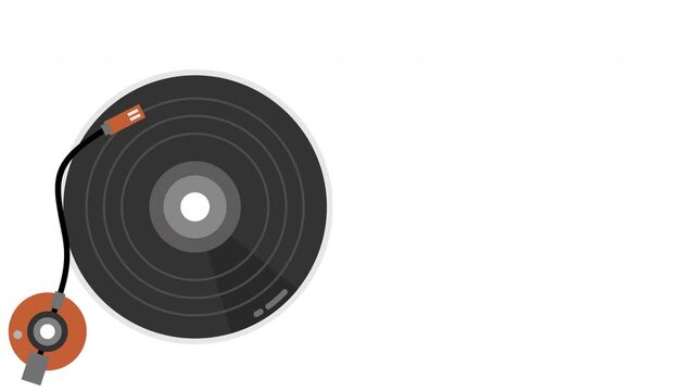 Vinyl Record Spinning on Turntable Animation
