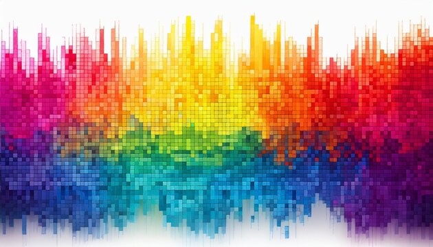 vibrant pixelated rainbow gradient on white background