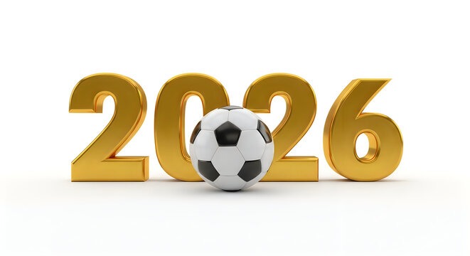 Golden 2026 numbers with soccer ball