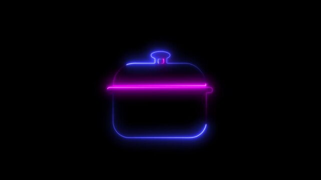 Different kitchen icon neon animation