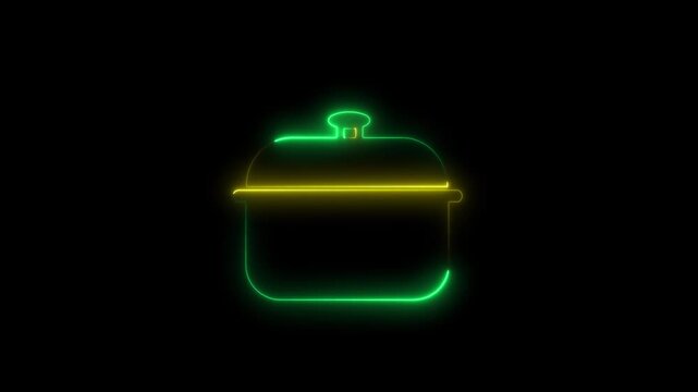 Different kitchen icon neon animation