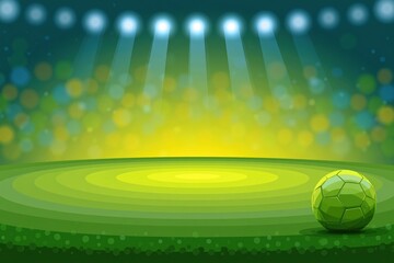 Fototapeta premium Football Stadium with Glowing Green and Yellow Gradients and Generic Ball