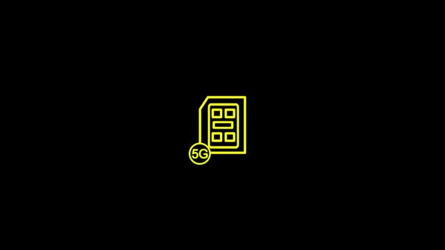 glowing sim card icon Black background