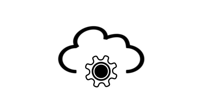 Cloud gear icon animation. Isolated on a white background.
