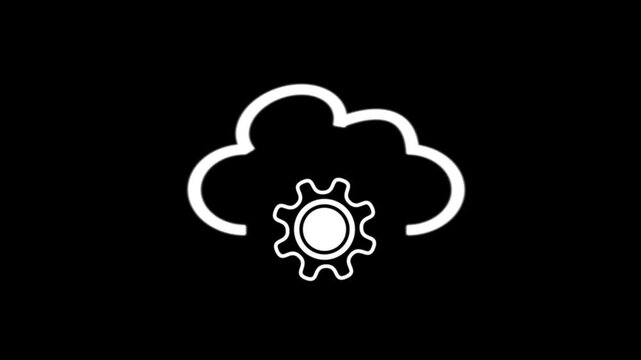 Cloud gear icon animation. Isolated on a black background.