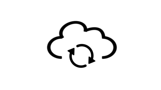 Cloud refresh icon animation. Isolated on a black background.