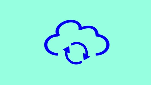 Cloud refresh icon animation. Isolated on a black background.