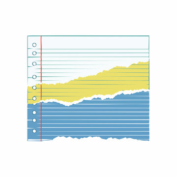 Torn Lined Paper with Yellow and Blue Sections