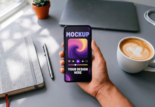 Smartphone Workspace Desk Mockup