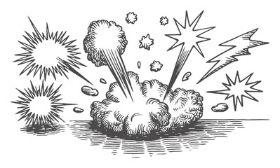 Vintage comic book style explosion and lightning bolt © Batter stock