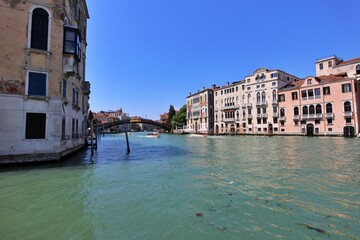 Fototapeta premium Grand Canal and Ponte dell'Accademia viewed from Campo San Vio (city square) in the Dorsoduro district of Venice, Italy