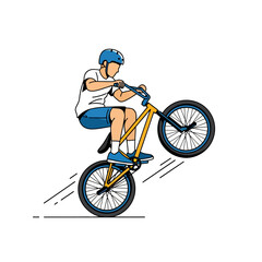 Naklejka premium BMX Bicycle Rider Performing Stunt Illustration