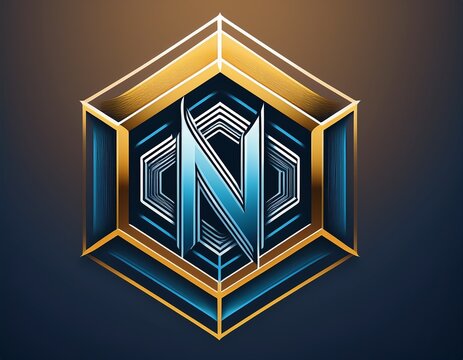 abstract logo design featuring interlocking ns within a hexagon