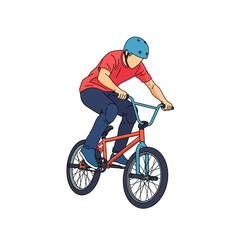 Naklejka premium BMX Rider Performing Trick - Vector Illustration on White Background