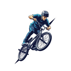 Naklejka premium BMX Rider Performing Stunt, Vector Illustration