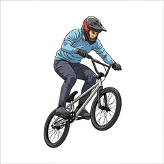 Naklejka premium BMX Rider Performing Stunt Isolated - Action Sports Illustration