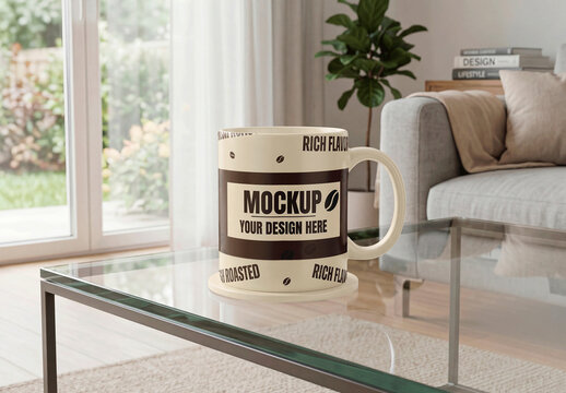 Mug Mockup In The Living Room