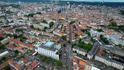Obraz premium Panoramic aerial view around the old town of the city Nancy in France on a sunny spring day