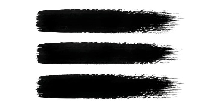 Three parallel black brush strokes on a white background.