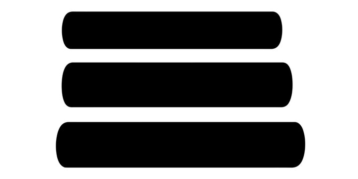 Three parallel black bars resembling a menu icon, isolated on a white background, suggest navigation or a user interface element.