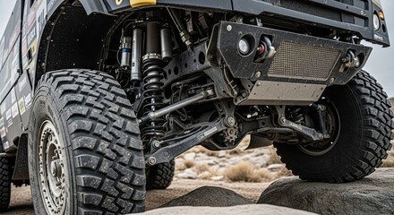 Fototapeta premium Close-up of 4x4 vehicle suspension.
