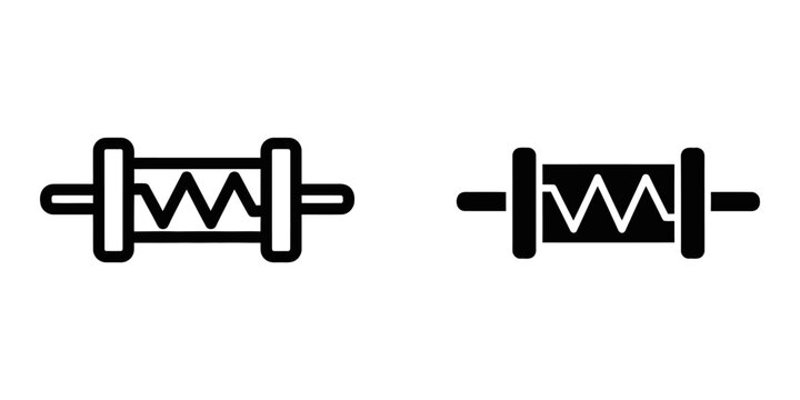 Resistor symbol in outline and filled styles on white background representing electronic components and circuits