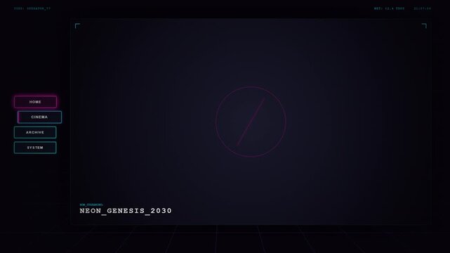 Futuristic Digital Interface Loading Screen with Neon Grid Background