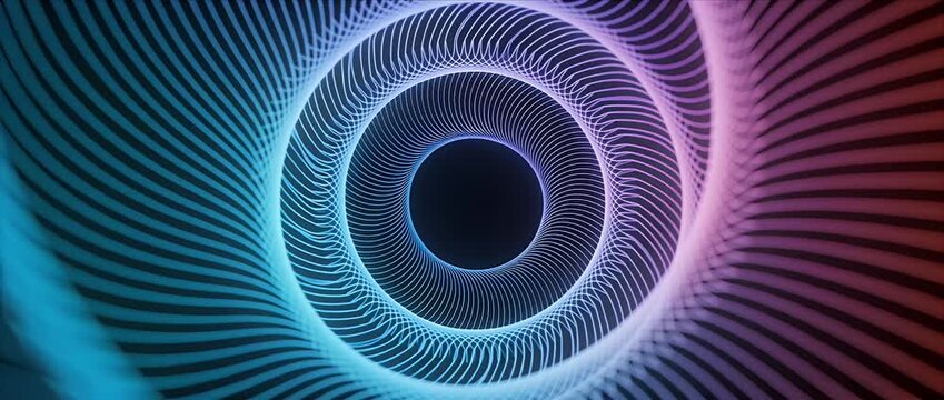 Abstract spiral wave neon gradient tunnel futuristic swirl motion hypnotic circle pattern background design dynamic glowing line texture colorful vortex energy loop modern digital art optical
