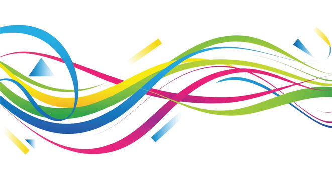 Abstract Multicolored Ribbon Waves in Dynamic Flowing Design.