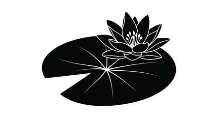 Lotus flower and pad silhouette against a white background © bridal creation