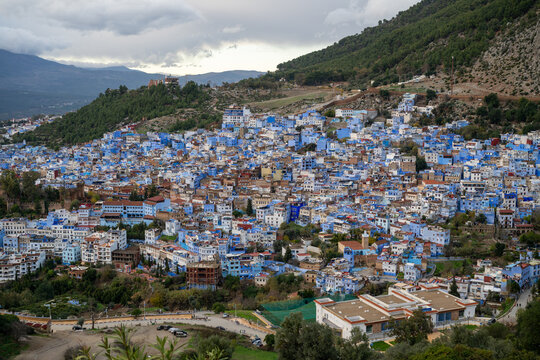 Aerial View of Blue City - Chefchaouen, Morocco