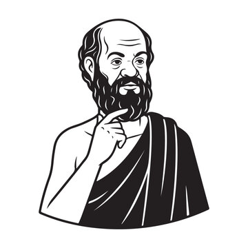Socrates ancient Greek philosopher vector illustration with beard and toga for educational and historical design