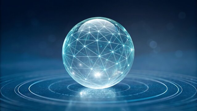 Global digital network connection sphere concept with glowing nodes and data lines technology connection internet communication business connectivity