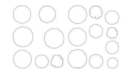 Vector collection of black outlined tree top view shapes for landscape project drawings. © Sara Studio